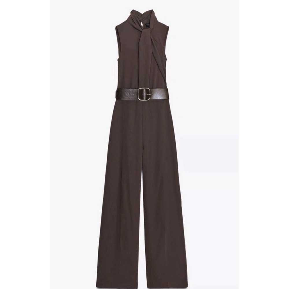 Zara Chocolate Brown Jumpsuit Belt Capsule City Quiet Luxury Runway
